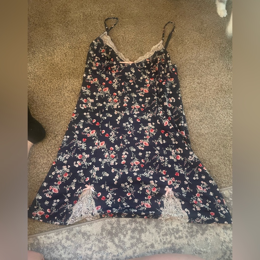 Laura Ashley Blue and Pink Floral Chemise